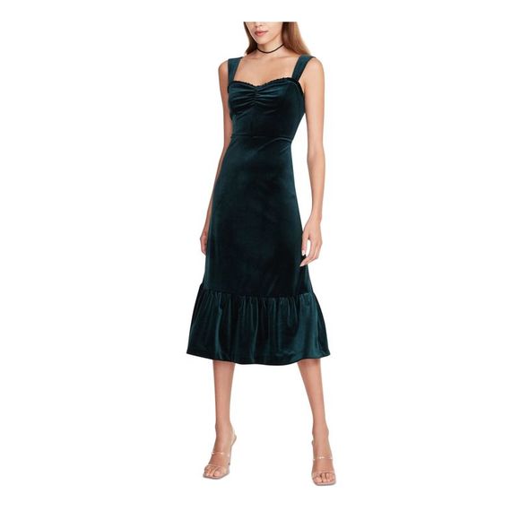 BETSEY JOHNSON Womens Green Back Bodice Sleeveless Midi Party Sheath Dress XS - Picture 3 of 4